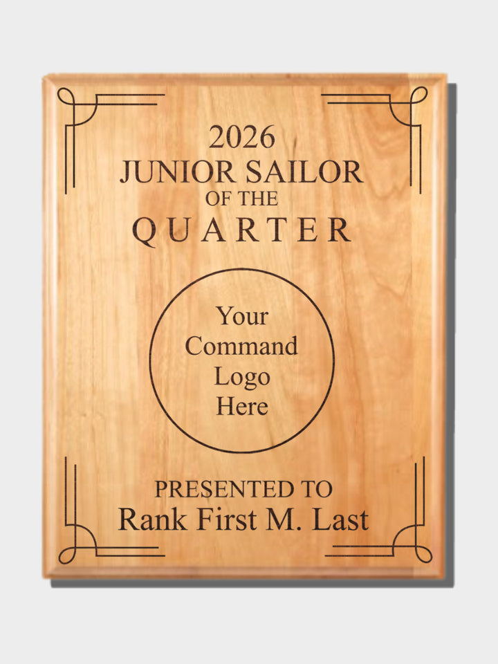 Junior Sailor Of the Quarter Hardwood Plaque