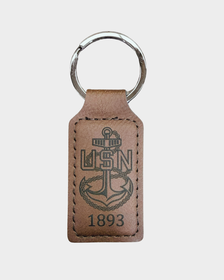 Key Chain - Dark Brown Leatherette