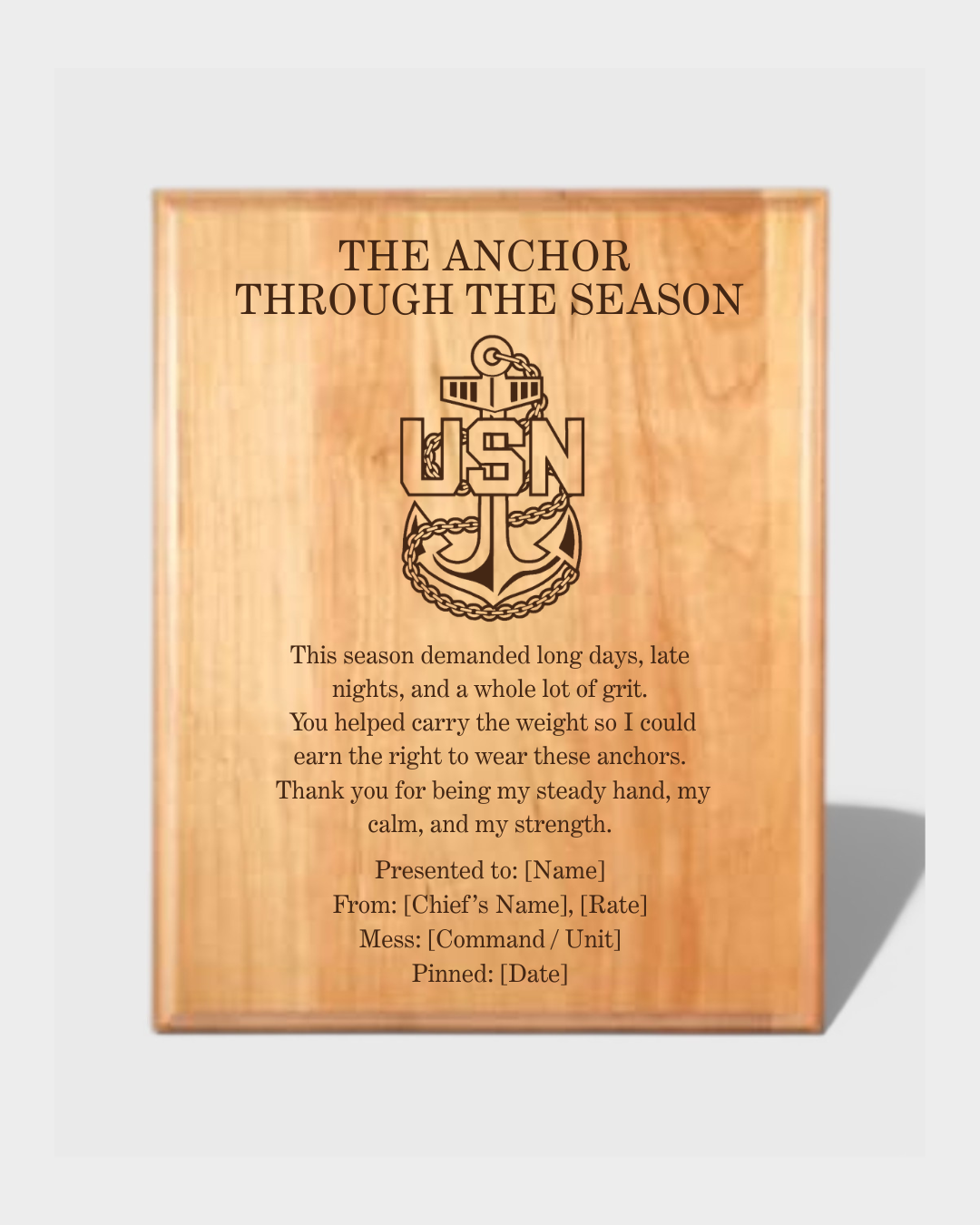 Thank You (Spouse or Support) Plaque - 8"X10"