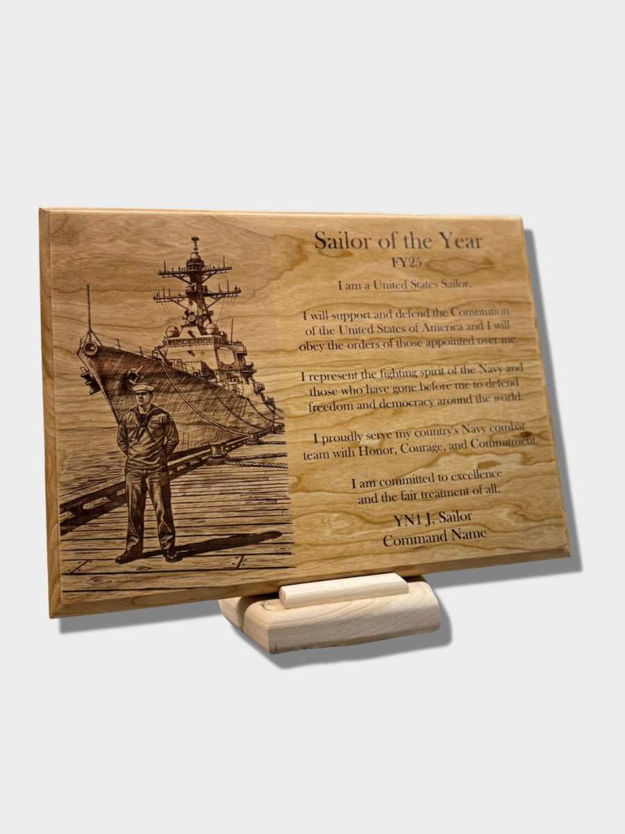 Sailor of the Year with Creed Hardwood Plaque