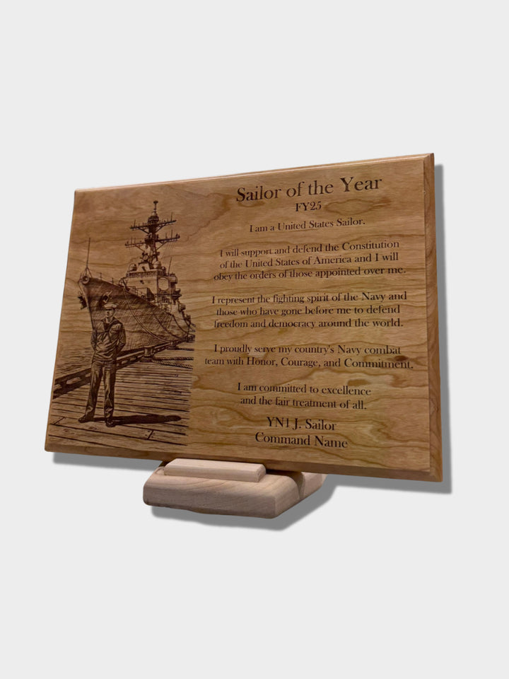 Sailor of the Year with Creed Hardwood Plaque