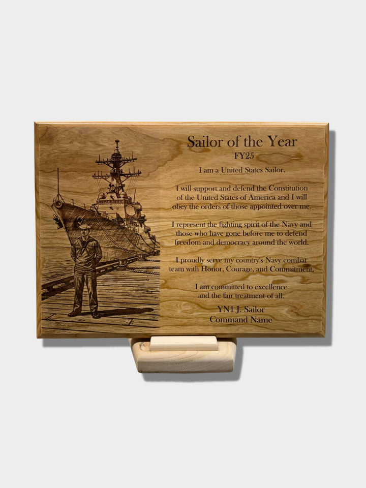 Sailor of the Year with Creed Hardwood Plaque